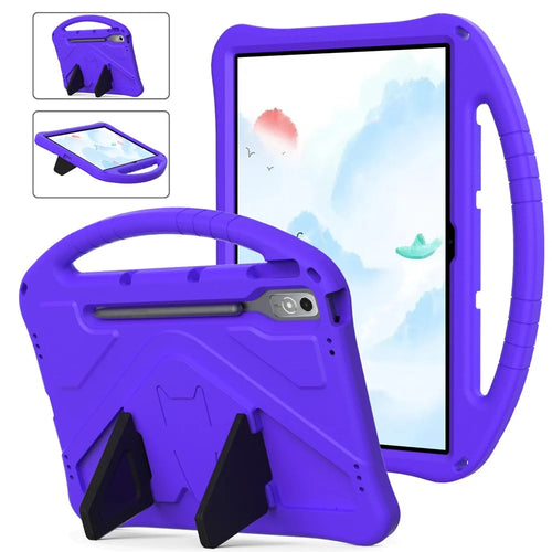 For Lenovo Tab P12 Protective Back Cover Handle Kickstand EVA Tablet Case - Purple - 1