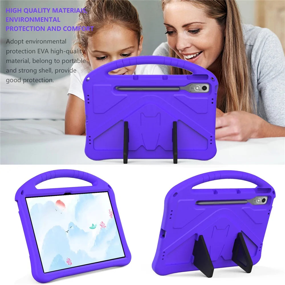 For Lenovo Tab P12 Protective Back Cover Handle Kickstand EVA Tablet Case - Purple - 3