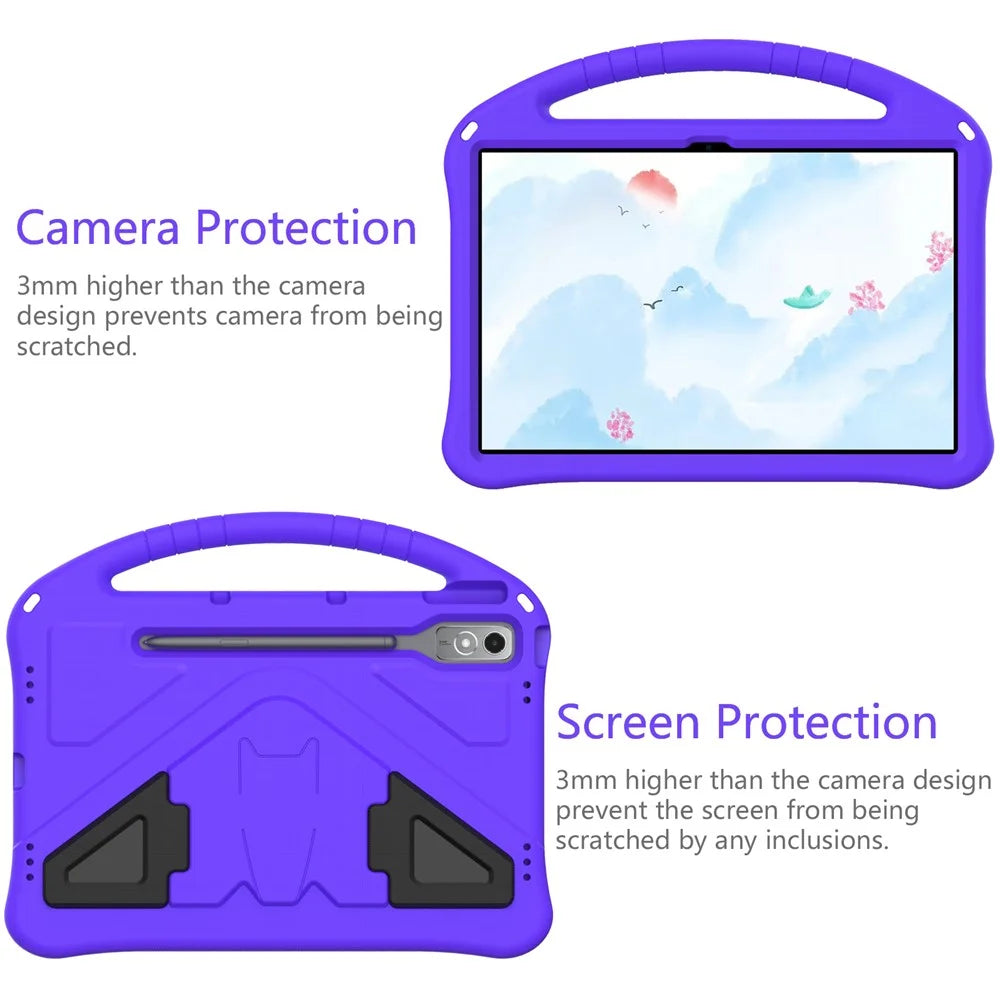For Lenovo Tab P12 Protective Back Cover Handle Kickstand EVA Tablet Case - Purple - 4
