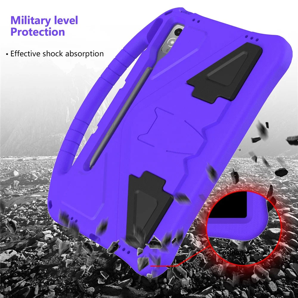 For Lenovo Tab P12 Protective Back Cover Handle Kickstand EVA Tablet Case - Purple - 5