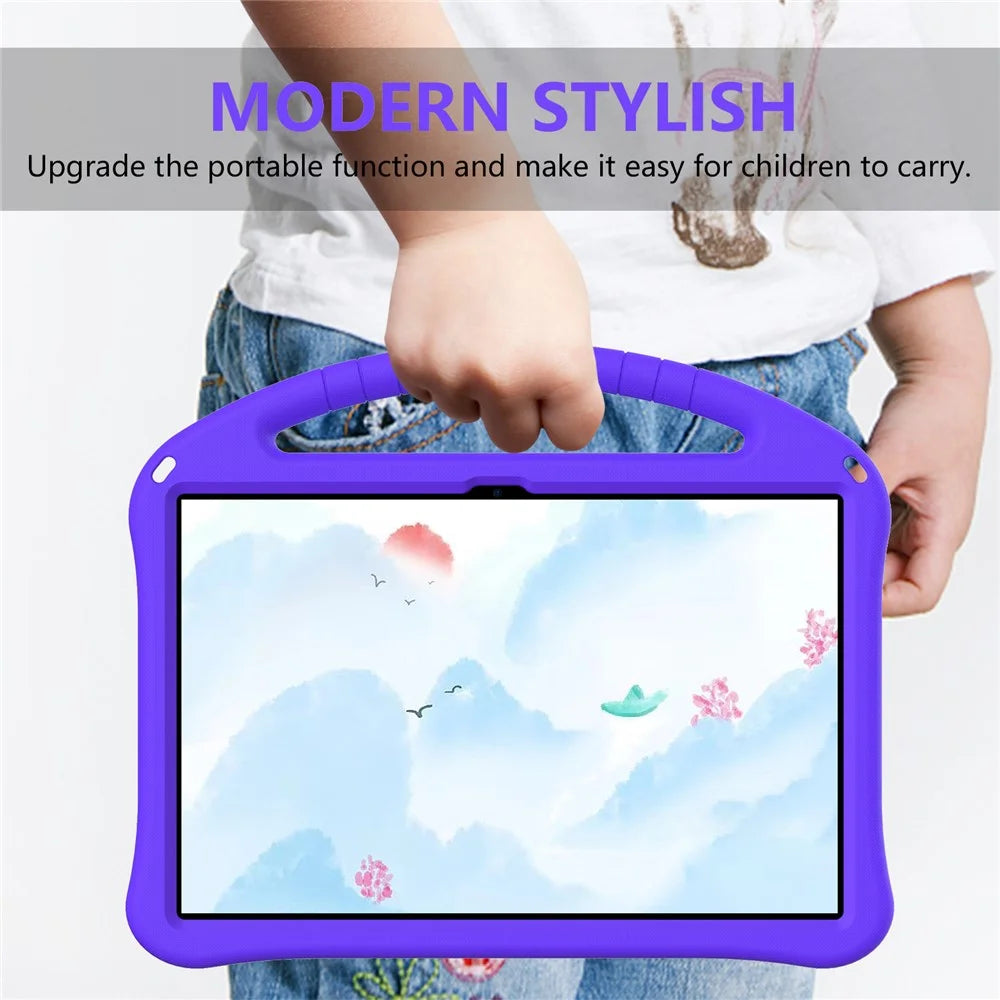 For Lenovo Tab P12 Protective Back Cover Handle Kickstand EVA Tablet Case - Purple - 6