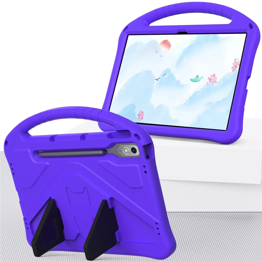 For Lenovo Tab P12 Protective Back Cover Handle Kickstand EVA Tablet Case - Purple - 7