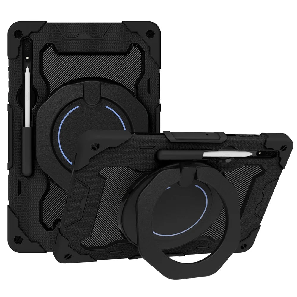 For Samsung Galaxy Tab S9 Ultra Kickstand Tablet Case PC+Silicone Cover - Black - 1