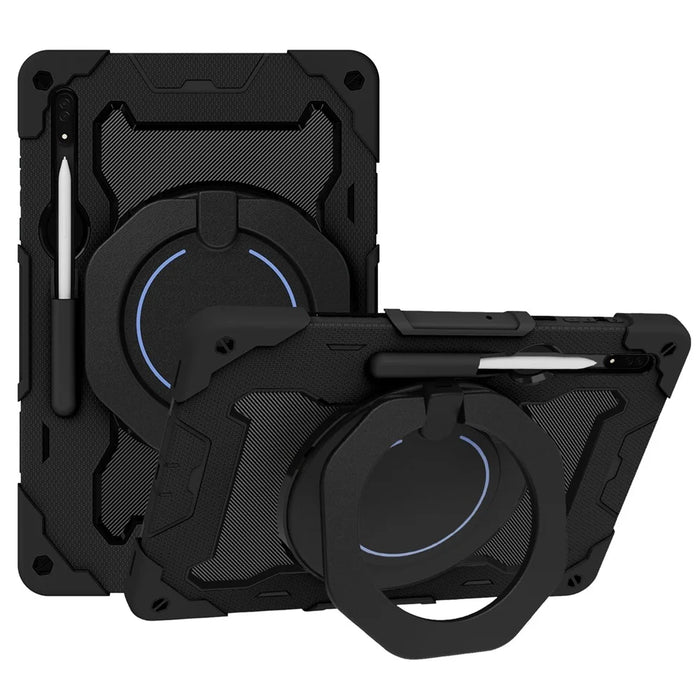 For Samsung Galaxy Tab S9 Ultra Kickstand Tablet Case PC+Silicone Cover - Black - 1