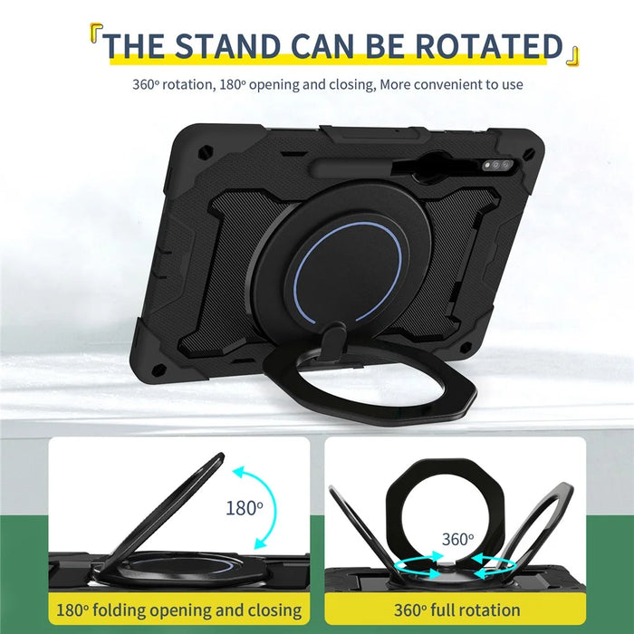For Samsung Galaxy Tab S9 Ultra Kickstand Tablet Case PC+Silicone Cover - Black - 5