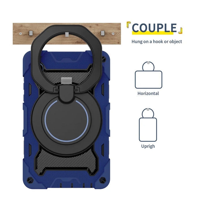 For Samsung Galaxy Tab A9 Tablet Case PC+Silicone Cover Kickstand - Navy Blue - 6