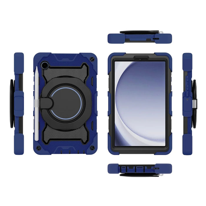 For Samsung Galaxy Tab A9 Tablet Case PC+Silicone Cover Kickstand - Navy Blue - 7
