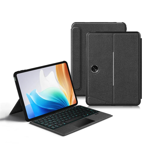 For Oppo Pad Air 2 Leather Case + Bluetooth-compatible Keyboard with Backlight Trackpad - 1