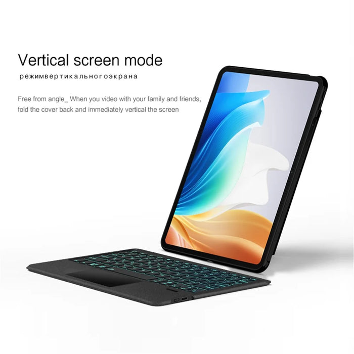 For Oppo Pad Air 2 Leather Case + Bluetooth-compatible Keyboard with Backlight Trackpad - 4