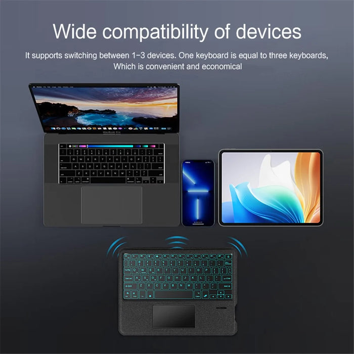 For Oppo Pad Air 2 Leather Case + Bluetooth-compatible Keyboard with Backlight Trackpad - 6