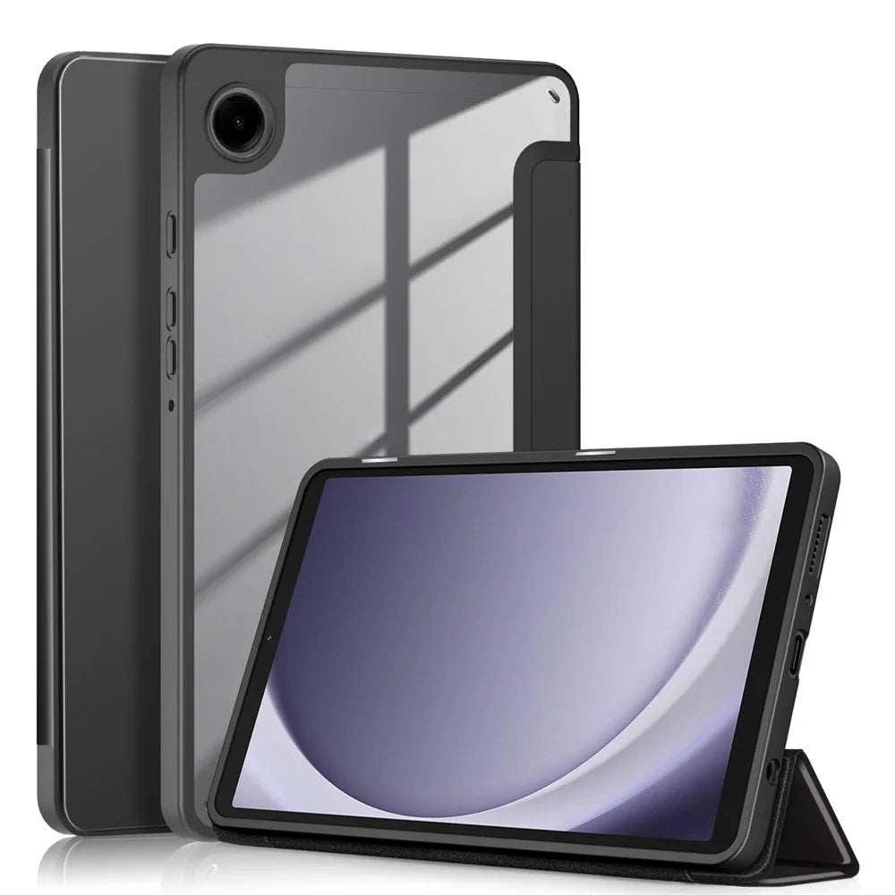 For Samsung Galaxy Tab A11 / A9 Tablet Case PU Leather+TPU+Acrylic Back Cover - Black - 1