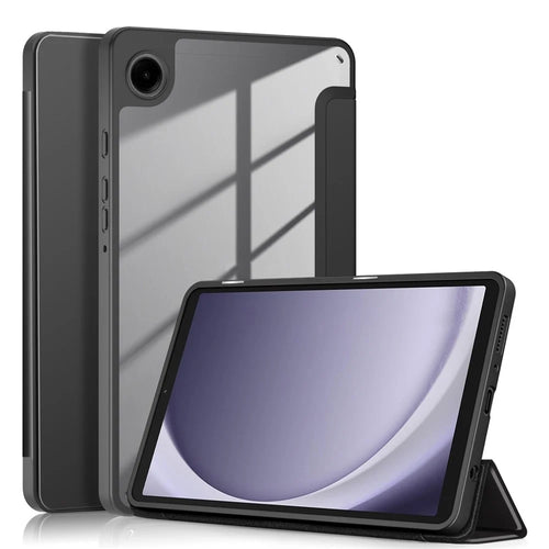 For Samsung Galaxy Tab A11 / A9 Tablet Case PU Leather+TPU+Acrylic Back Cover - Black - 1