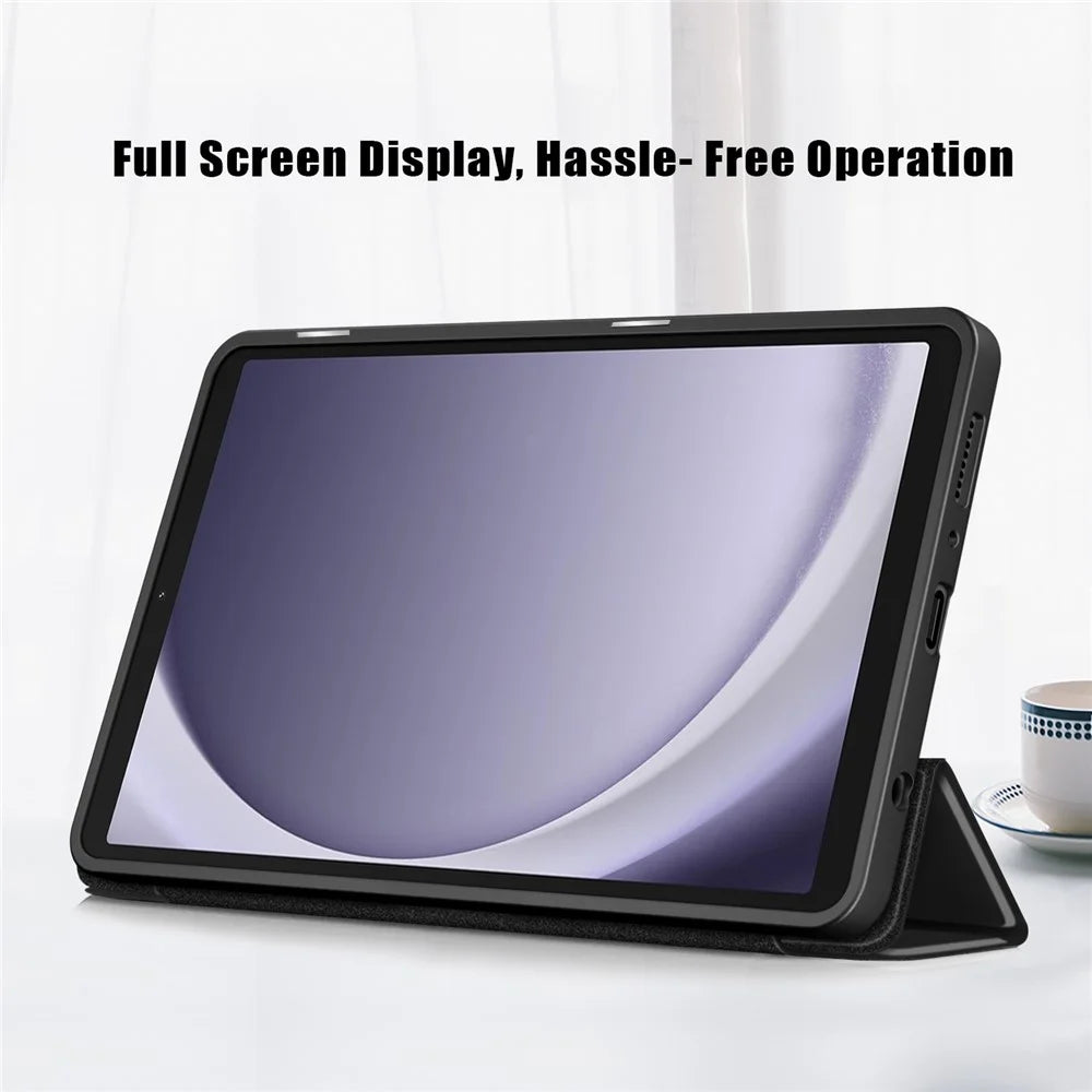For Samsung Galaxy Tab A11 / A9 Tablet Case PU Leather+TPU+Acrylic Back Cover - Black - 3