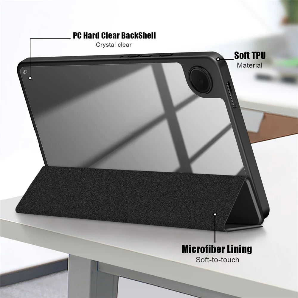 For Samsung Galaxy Tab A11 / A9 Tablet Case PU Leather+TPU+Acrylic Back Cover - Black - 4