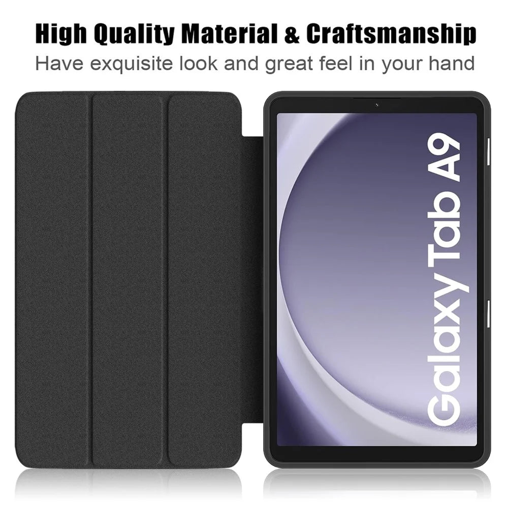 For Samsung Galaxy Tab A11 / A9 Tablet Case PU Leather+TPU+Acrylic Back Cover - Black - 6