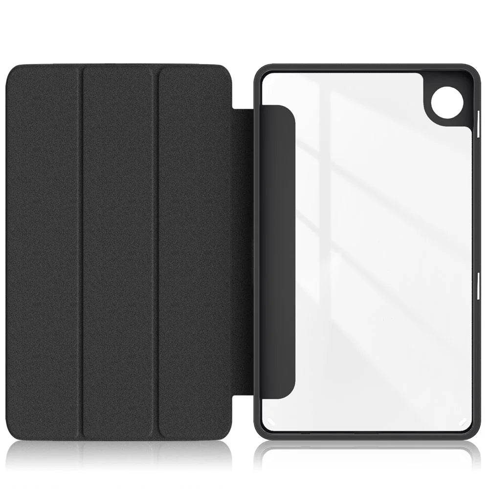 For Samsung Galaxy Tab A11 / A9 Tablet Case PU Leather+TPU+Acrylic Back Cover - Black - 7