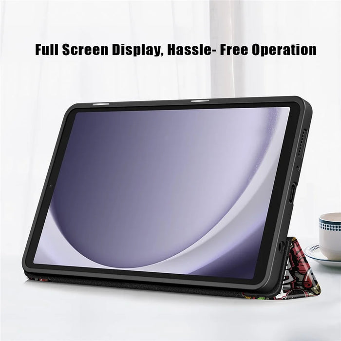 For Samsung Galaxy Tab A11 / A9 Leather Tablet Case Pattern Printing Tri-fold Stand - Graffiti - 3