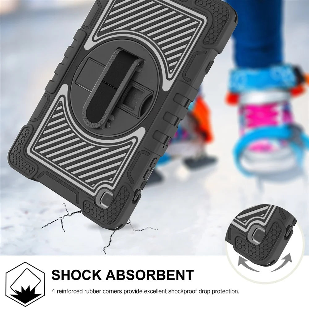 For Samsung Galaxy Tab A7 Lite 8.7-inch Tablet Case Kickstand Anti-Shock Cover with Shoulder Strap - All Black - 4