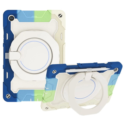 For Samsung Galaxy Tab A9+ Tablet Case Scratch-resistant Kickstand PC+Silicone Cover - Colorful Blue - 1