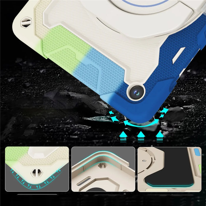 For Samsung Galaxy Tab A9+ Tablet Case Scratch-resistant Kickstand PC+Silicone Cover - Colorful Blue - 2