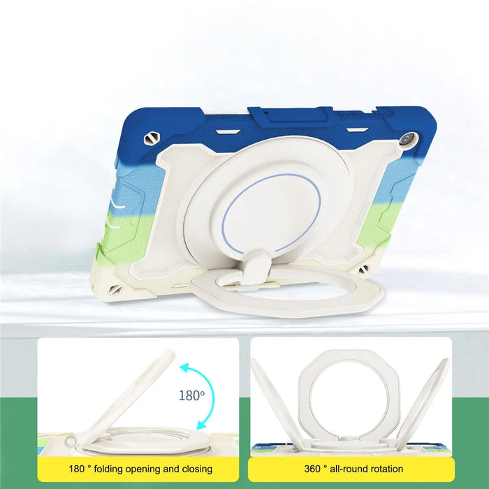 For Samsung Galaxy Tab A9+ Tablet Case Scratch-resistant Kickstand PC+Silicone Cover - Colorful Blue - 4