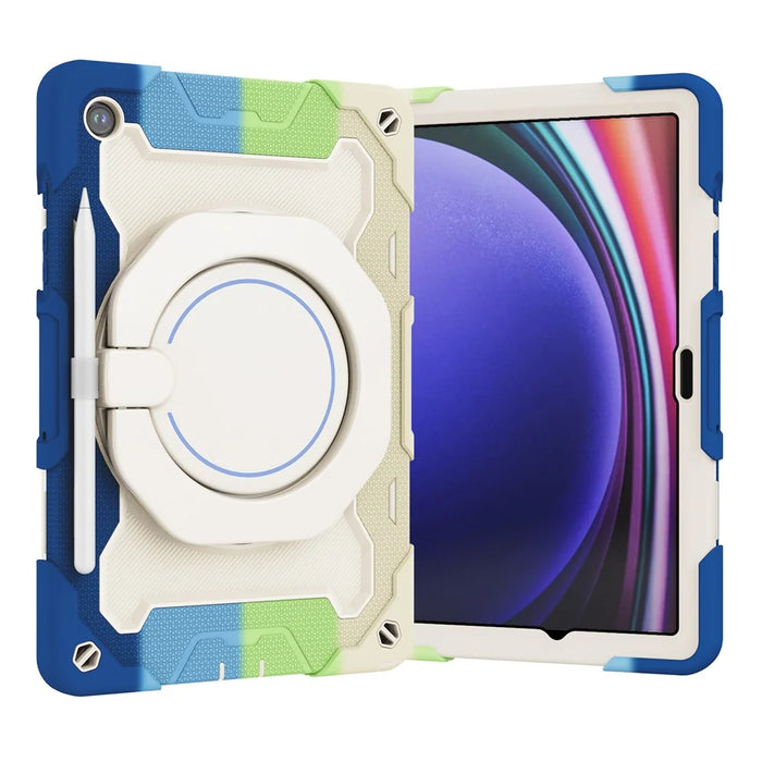 For Samsung Galaxy Tab A9+ Tablet Case Scratch-resistant Kickstand PC+Silicone Cover - Colorful Blue - 6