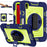 Hand Strap Kickstand for iPad mini (2024) / mini (2021) Tablet Case with Shoulder Strap - Navy Blue+Yellow Green - 2