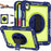 For iPad (2025) / 10.9 (2022) Case Kickstand Anti-Drop Tablet Cover with Shoulder Strap - Navy Blue+Yellow Green - 2