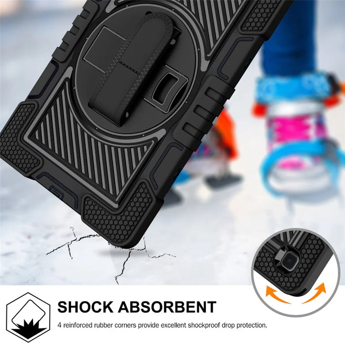 For Samsung Galaxy Tab A7 10.4 (2020) / (2022) Kickstand Case PC+Silicone Cover with Shoulder Strap - All Black - 4