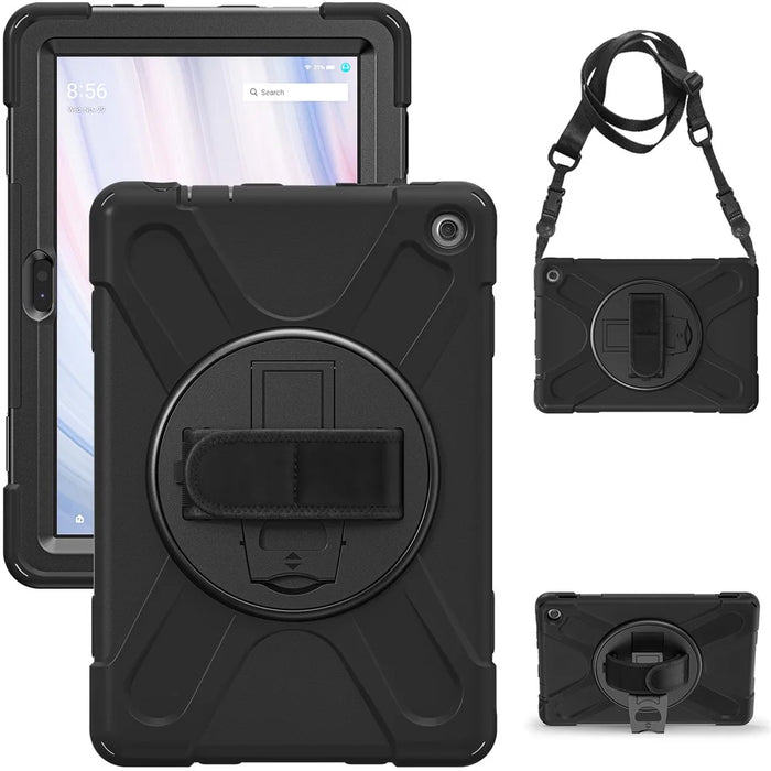 For Amazon Fire HD 10 (2023) Protective Cover Kickstand Tablet Case with Hand Strap / Shoulder Strap - Black - 3