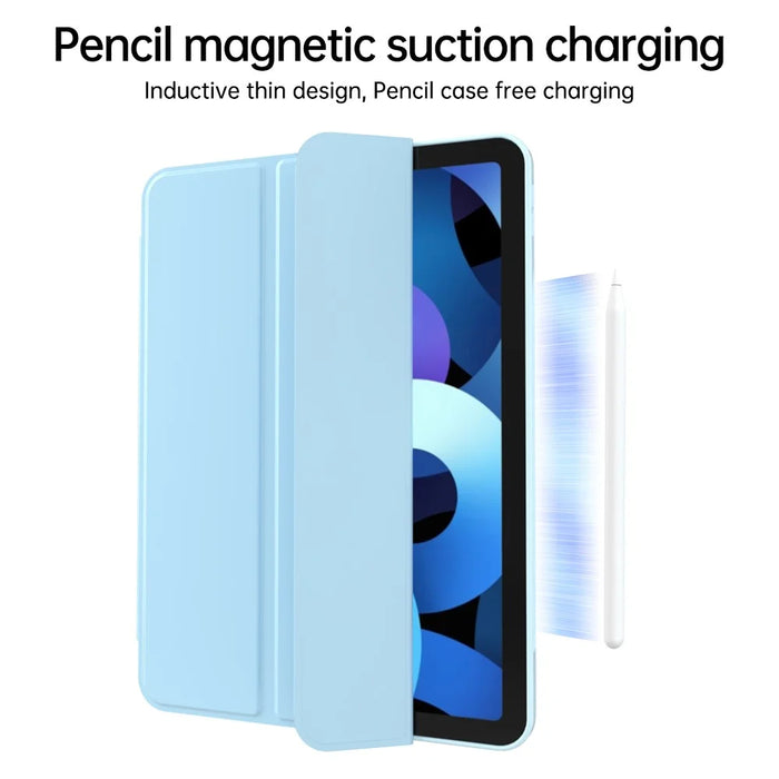 For iPad Air 11 (2025) / (2024) / Air (2022) / (2020) Tablet Case Tri-fold Stand TPU+PU Leather Cover - Black - 6