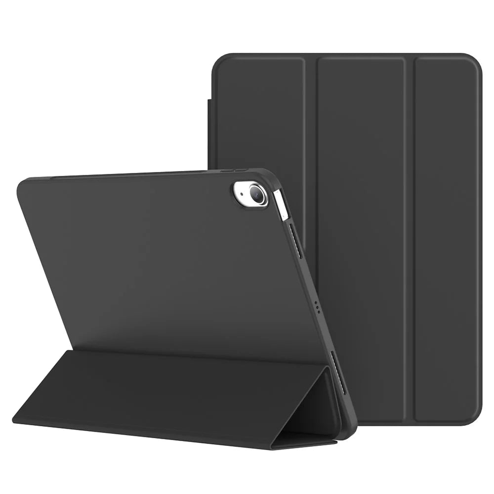 For iPad (2025) / iPad 10.9 (2022) Tri-Fold Stand Tablet Case Auto Wake / Sleep PU Leather+TPU Protective Cover  - Black - 1