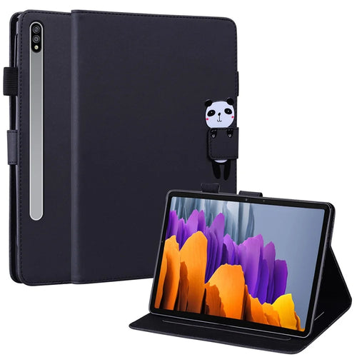 For Samsung Galaxy Tab S8 Leather Case Stand Tablet Cover Card Slots - Black - 1