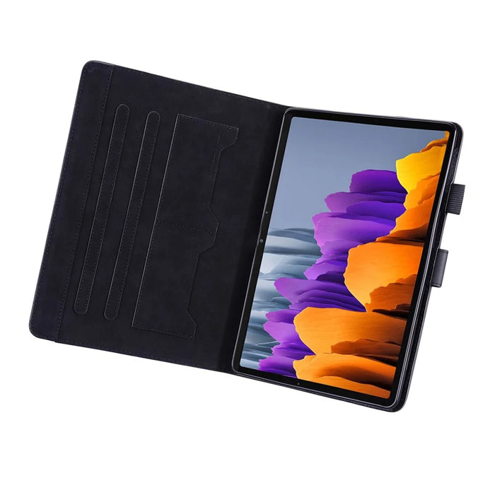 For Samsung Galaxy Tab S8 Leather Case Stand Tablet Cover Card Slots - Black - 2