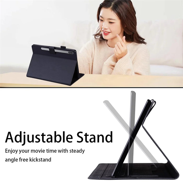 For Samsung Galaxy Tab S8 Leather Case Stand Tablet Cover Card Slots - Black - 3