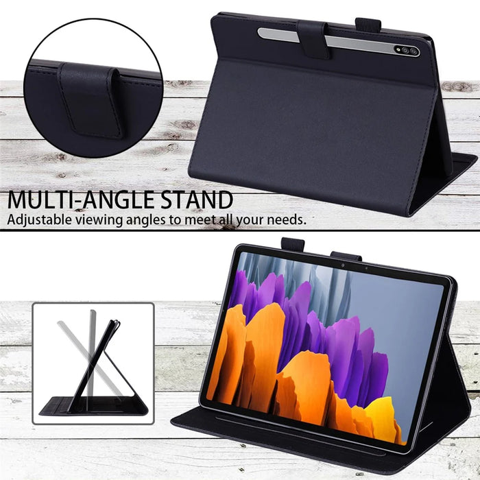 For Samsung Galaxy Tab S8 Leather Case Stand Tablet Cover Card Slots - Black - 4