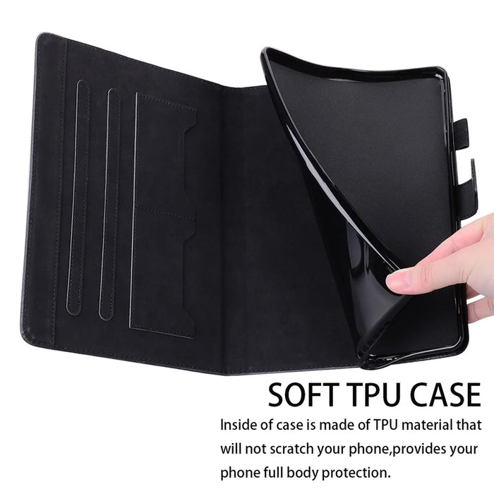 For Samsung Galaxy Tab S8 Leather Case Stand Tablet Cover Card Slots - Black - 7