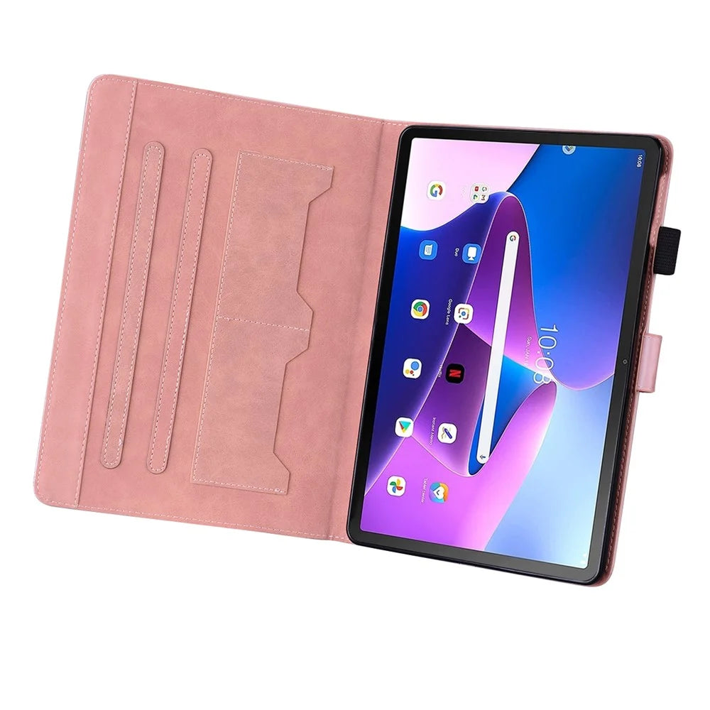 Card Slots Leather Case for Lenovo Tab M10 Plus (3rd Gen) Tablet Stand Cover Animal Pattern - Rose Gold - 2
