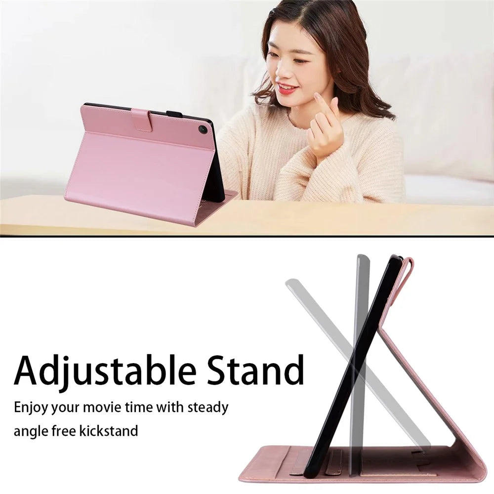 Card Slots Leather Case for Lenovo Tab M10 Plus (3rd Gen) Tablet Stand Cover Animal Pattern - Rose Gold - 3