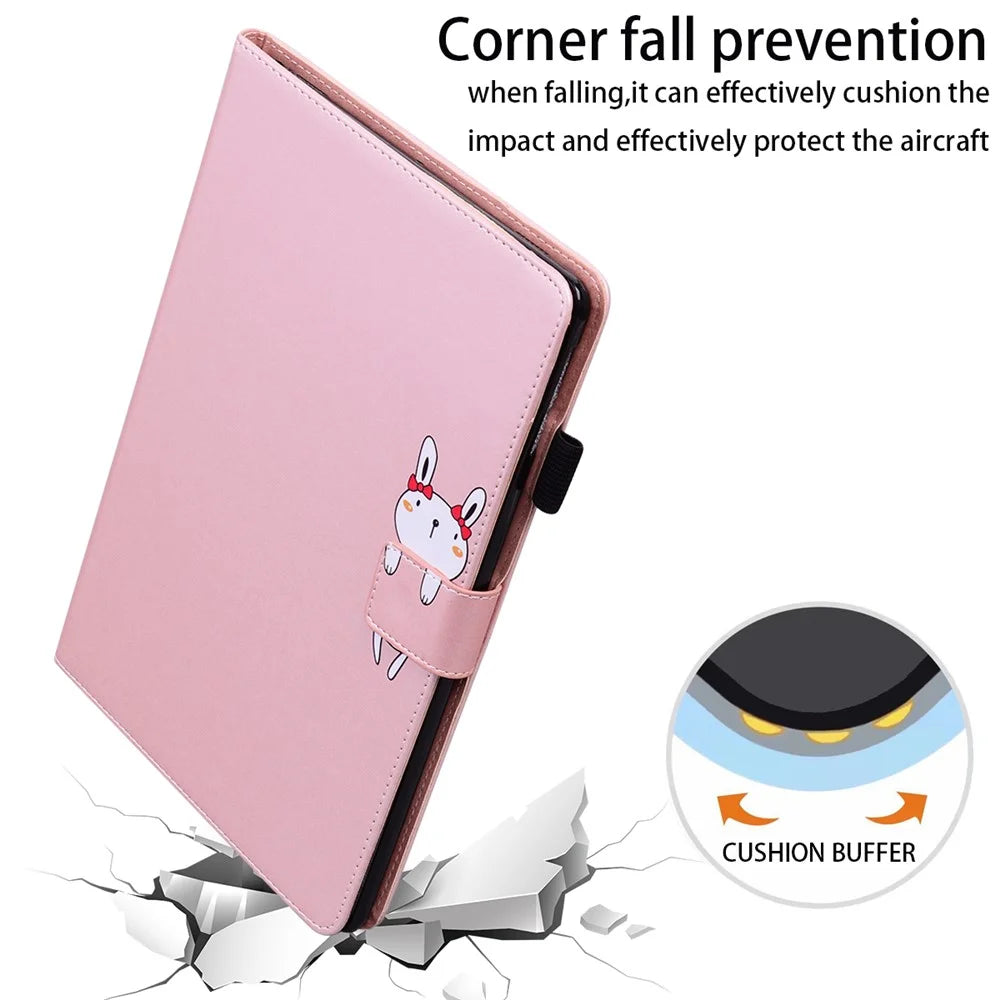 Card Slots Leather Case for Lenovo Tab M10 Plus (3rd Gen) Tablet Stand Cover Animal Pattern - Rose Gold - 5