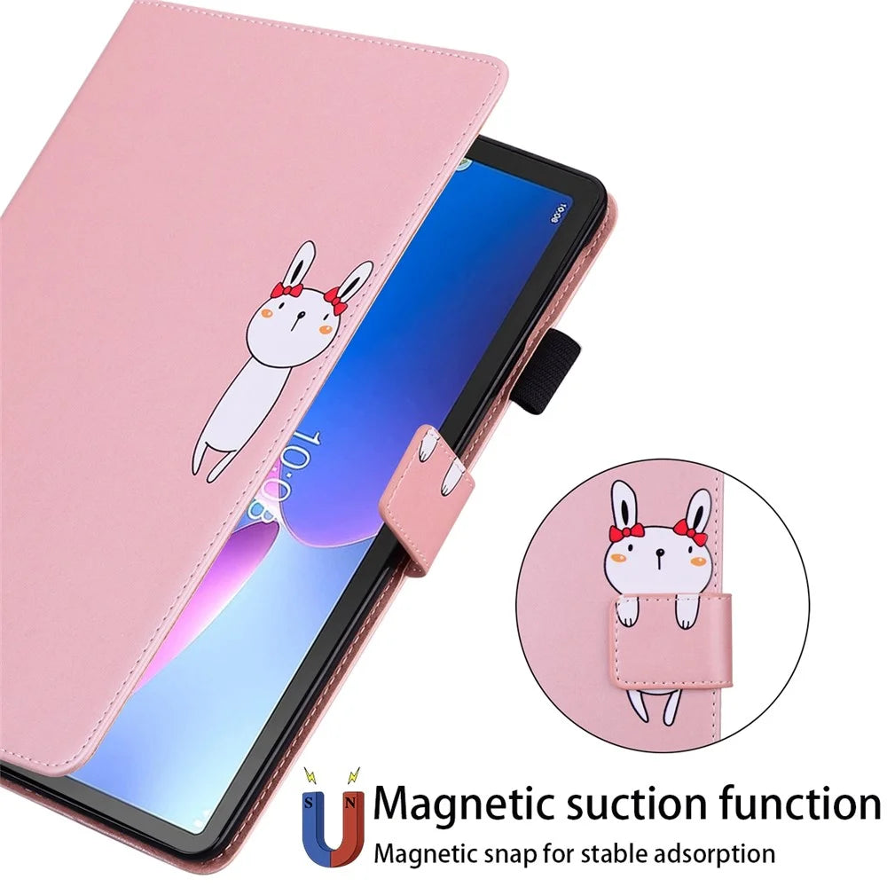 Card Slots Leather Case for Lenovo Tab M10 Plus (3rd Gen) Tablet Stand Cover Animal Pattern - Rose Gold - 6