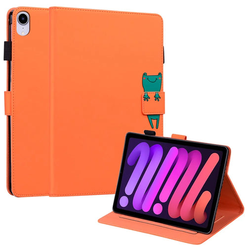 PU Leather Case for iPad mini (2024) / mini (2021) Tablet Cover with Stand Card Slots - Orange - 1