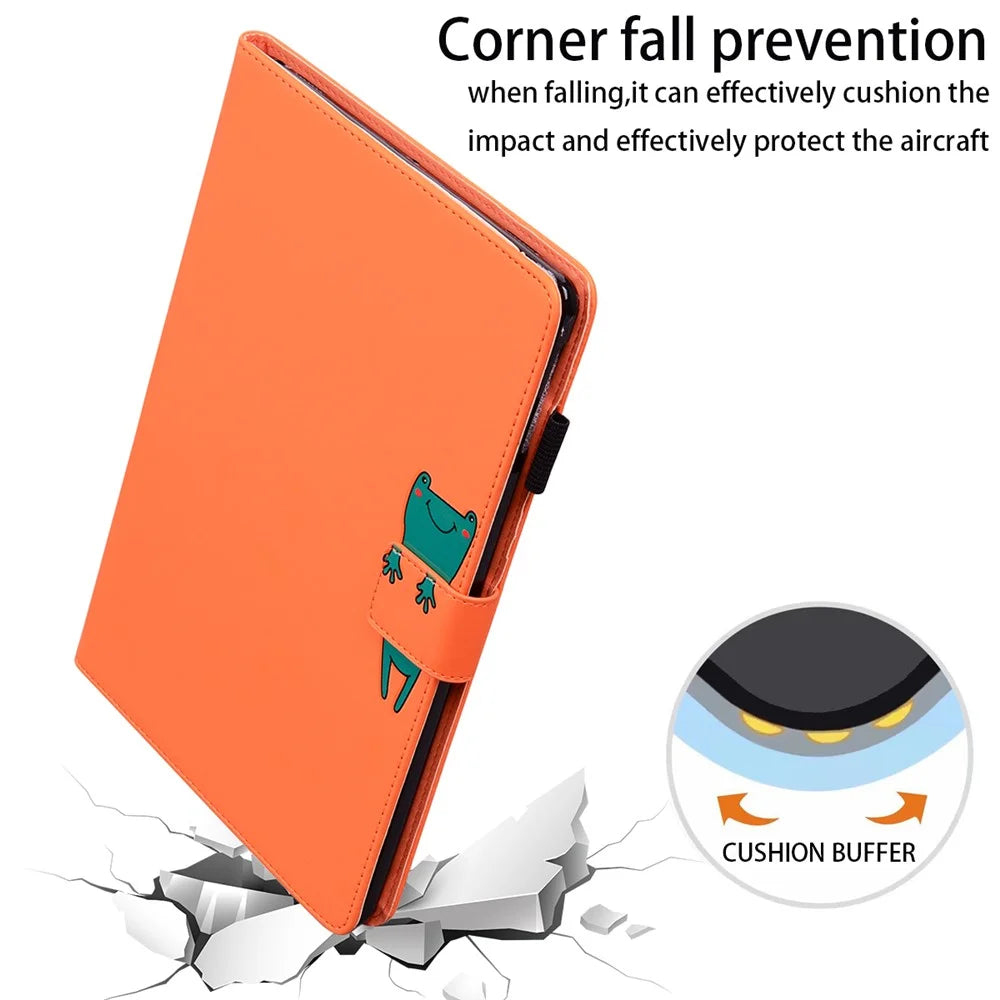 PU Leather Case for iPad mini (2024) / mini (2021) Tablet Cover with Stand Card Slots - Orange - 5