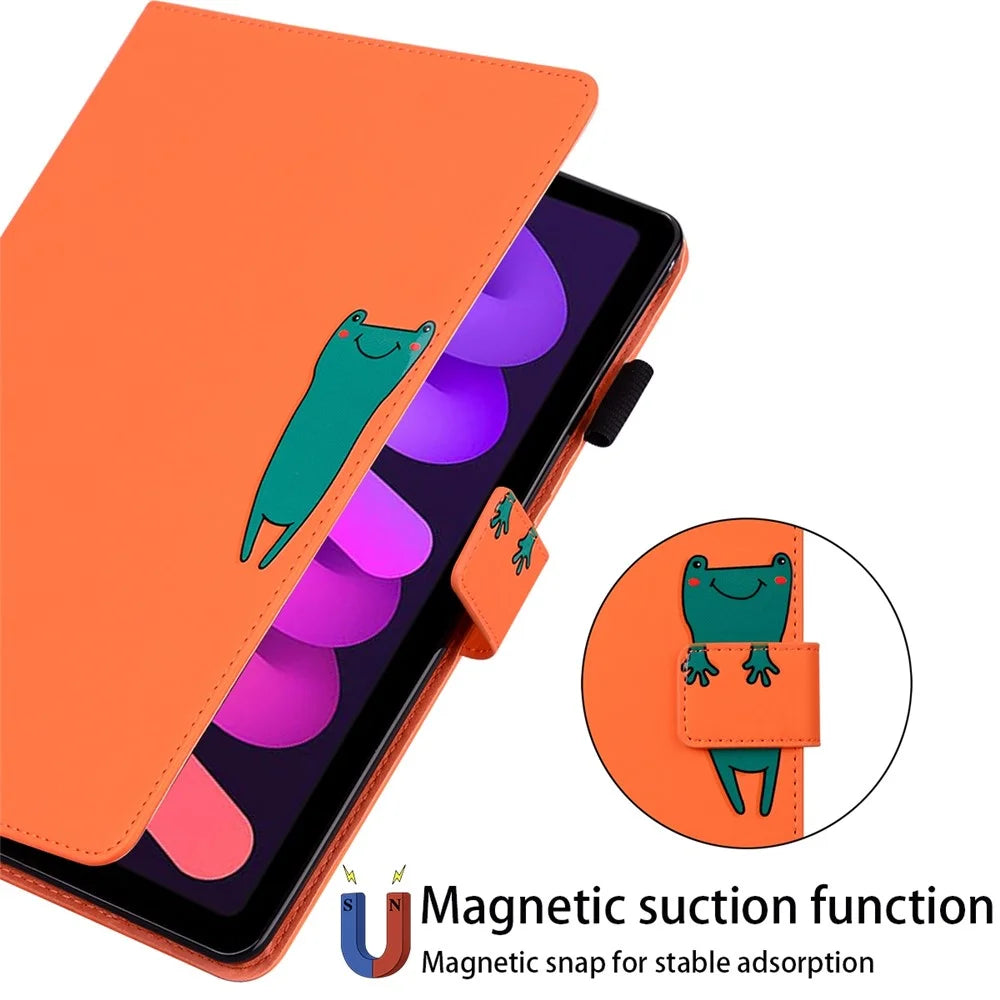 PU Leather Case for iPad mini (2024) / mini (2021) Tablet Cover with Stand Card Slots - Orange - 6