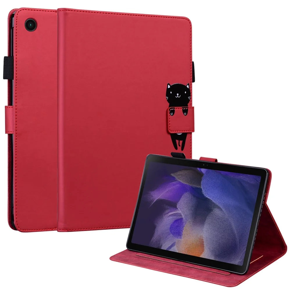 For Samsung Galaxy Tab A 8.0 (2019) Case Card Slots Leather Tablet Cover - Red - 1