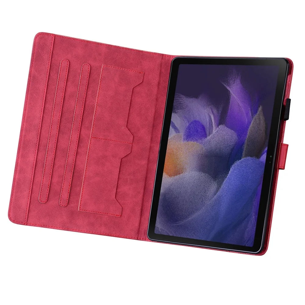 For Samsung Galaxy Tab A 8.0 (2019) Case Card Slots Leather Tablet Cover - Red - 2