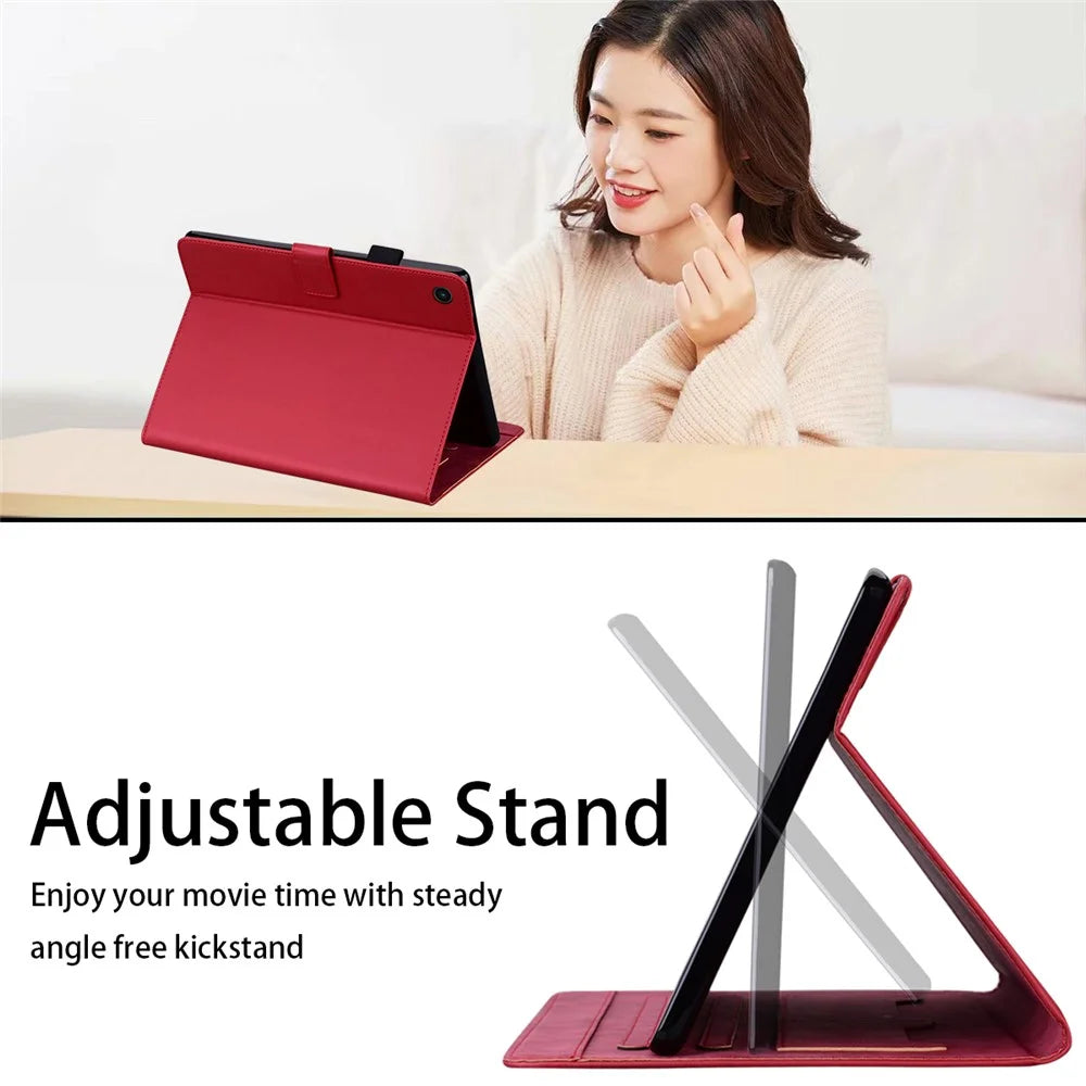 For Samsung Galaxy Tab A 8.0 (2019) Case Card Slots Leather Tablet Cover - Red - 3