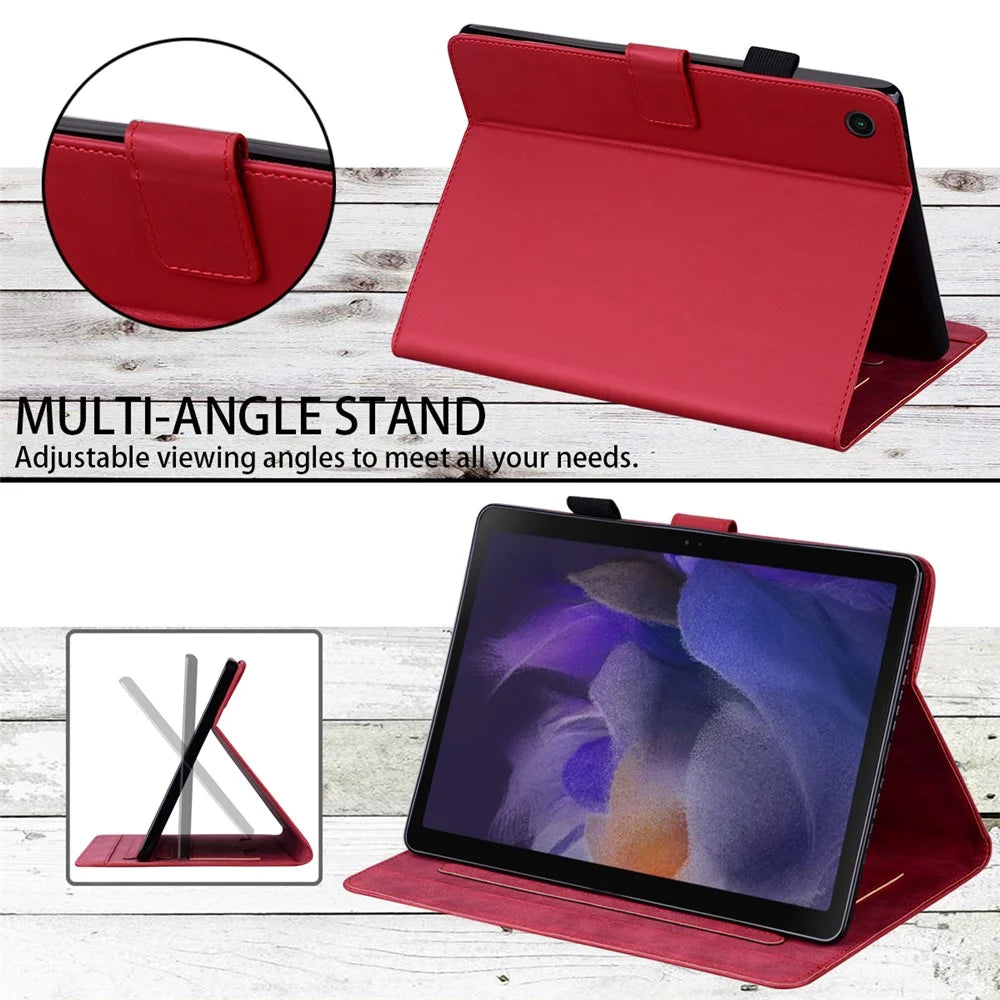 For Samsung Galaxy Tab A 8.0 (2019) Case Card Slots Leather Tablet Cover - Red - 4