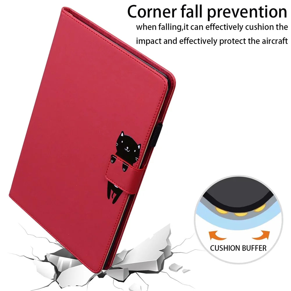 For Samsung Galaxy Tab A 8.0 (2019) Case Card Slots Leather Tablet Cover - Red - 5