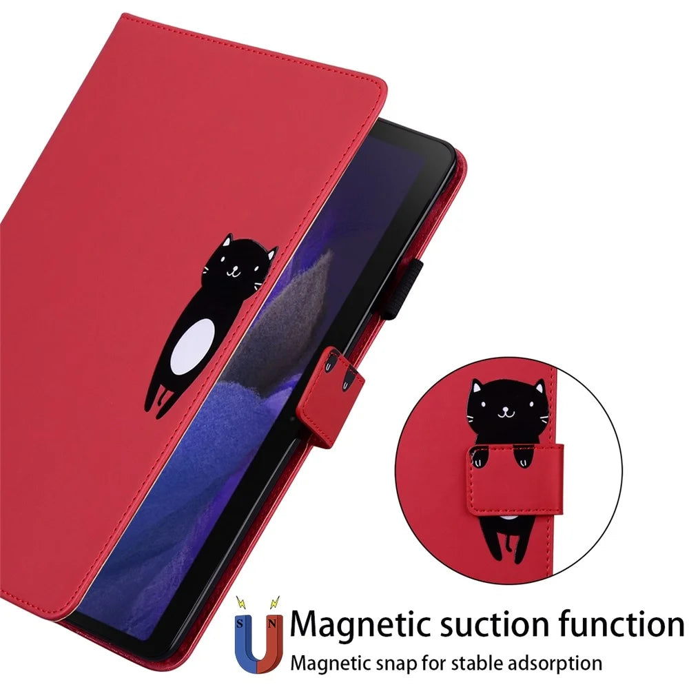 For Samsung Galaxy Tab A 8.0 (2019) Case Card Slots Leather Tablet Cover - Red - 6